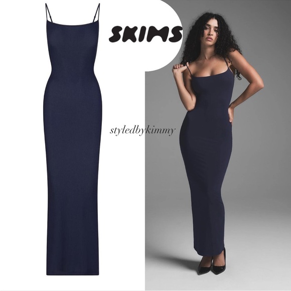 SKIMS Dresses & Skirts - SKIMS Fits Everybody Long Slip Dress Navy S NWT NEW Black